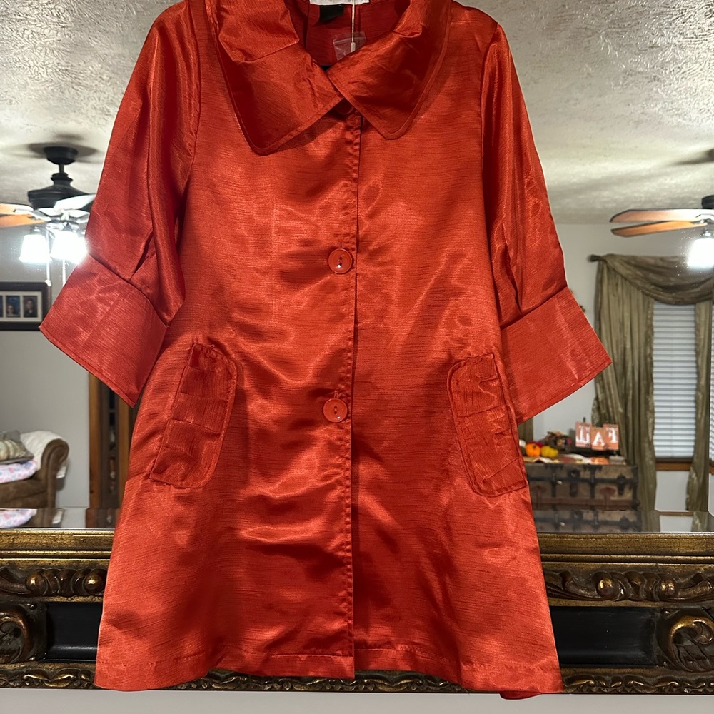 Stylish Orange Coat with Button Details NWT